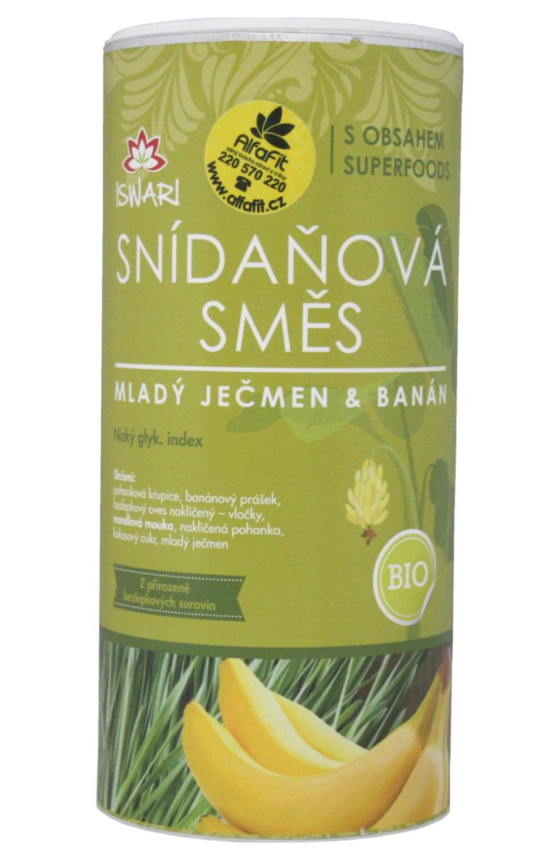 Iswari Bio snídaňová směs 800 g - mladý ječmen & banán 