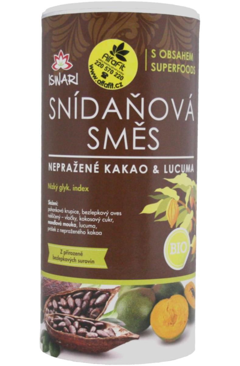 ISWARI Bio snídaňová směs 800 g - nepražené kakao & lucuma 