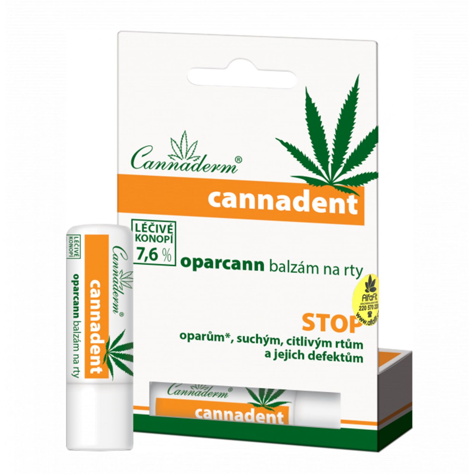 Cannaderm Cannadent Oparcann balzám na rty 4,5 g