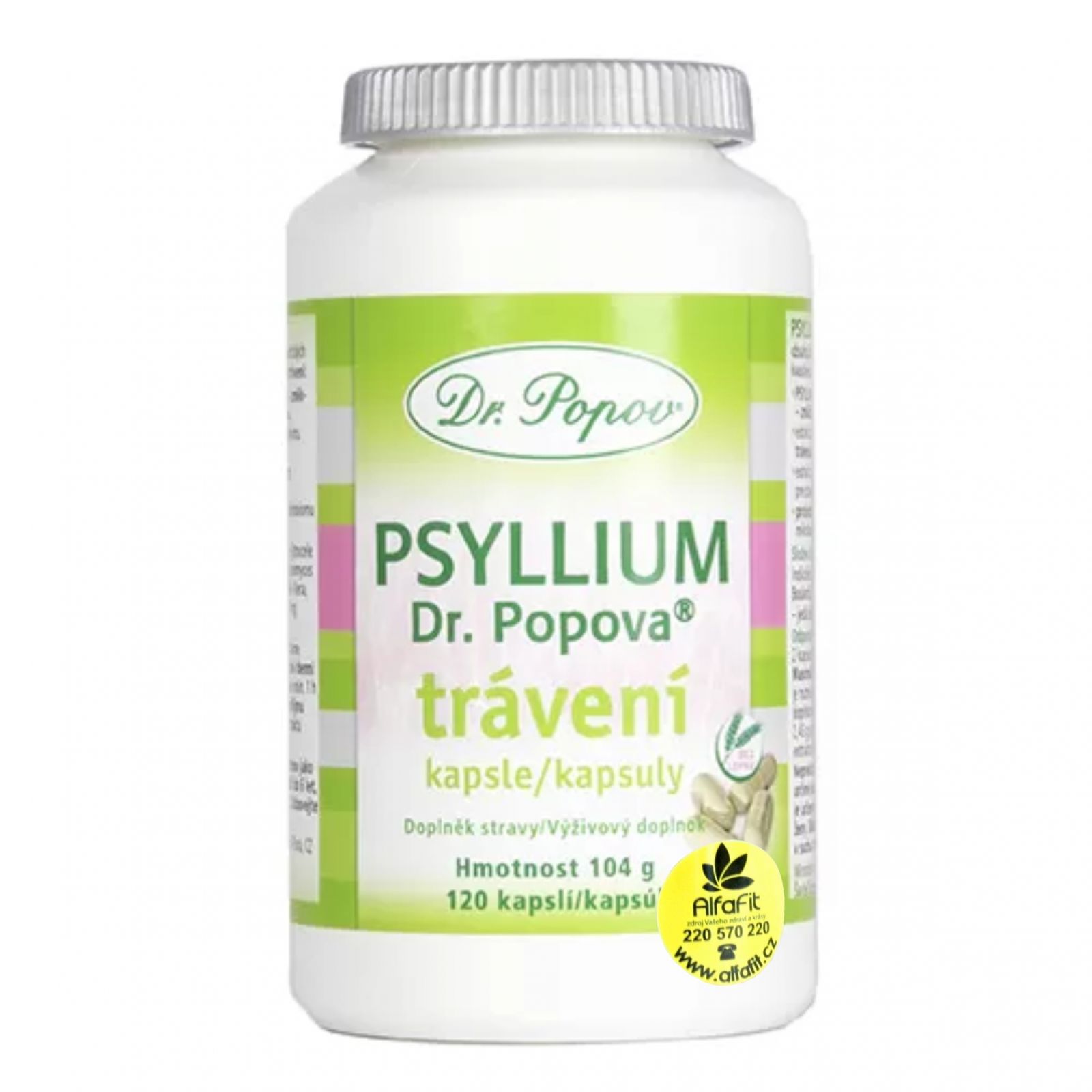 Dr. Popov Psyllium Trávení 120 kapslí