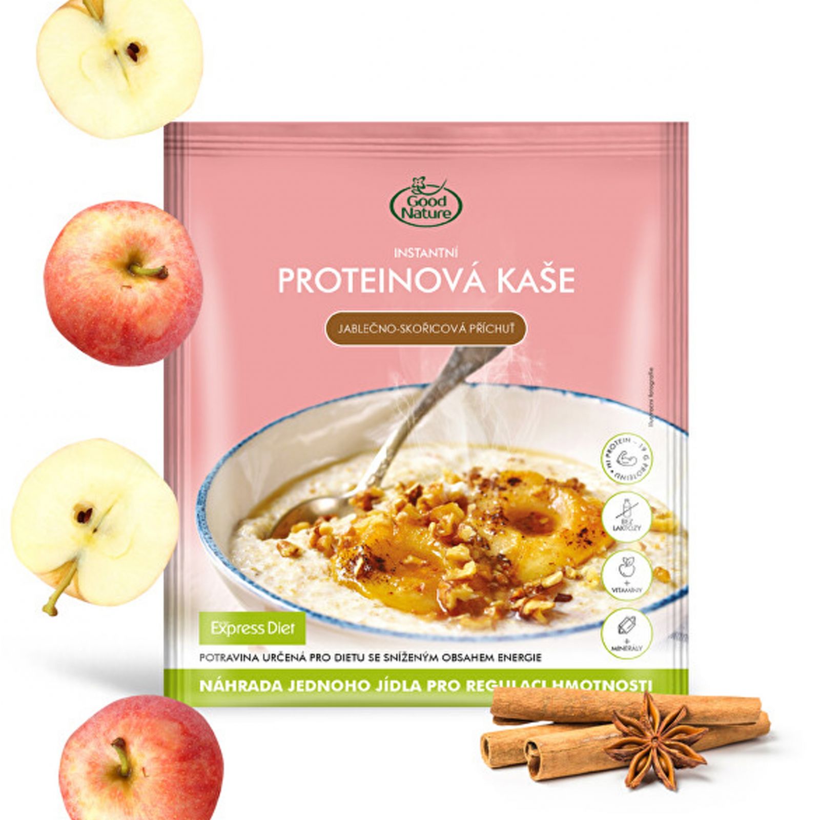 Good Nature Express Diet Instantní jablečno–skořicová kaše 55 g