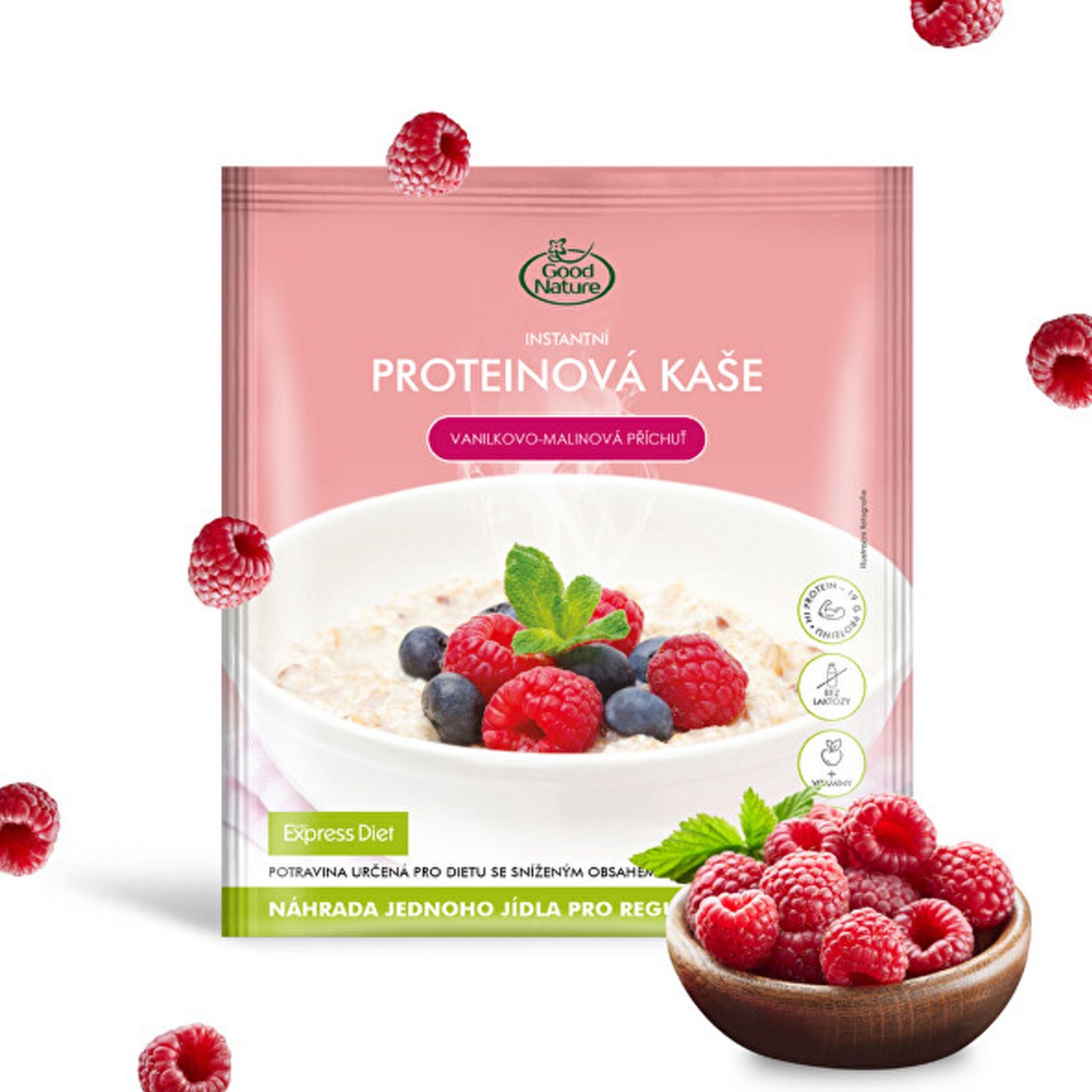 Good Nature Express Diet Instantní vanilkovo–malinová kaše 53 g