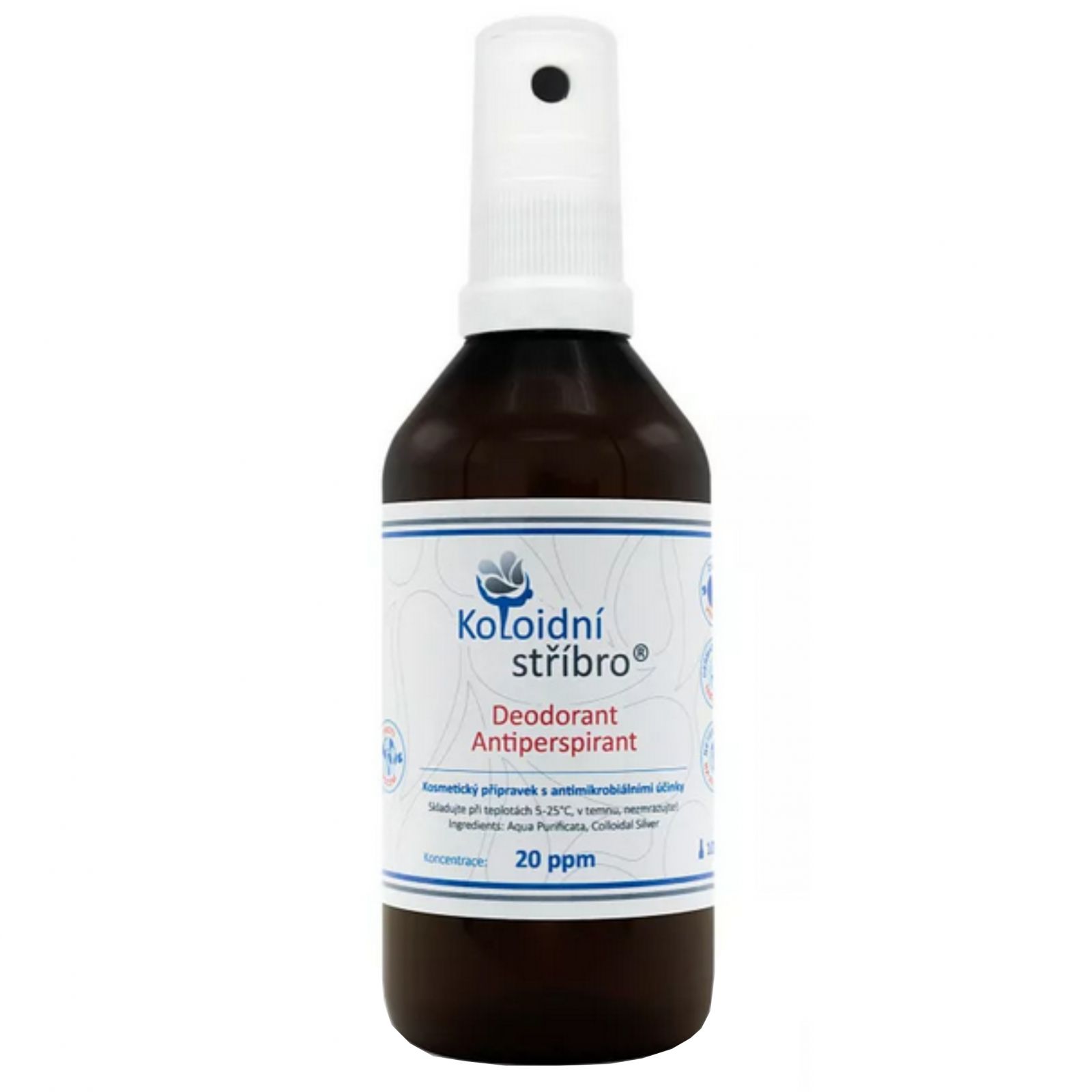 Koloidní stříbro 20 ppm Deodorant - antiperspirant sprej 200 ml